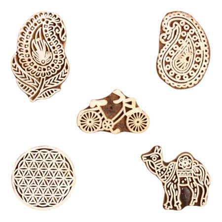 Set of 5 Piece New Mix Wooden Printing Block